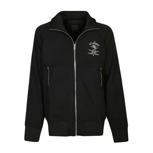 Givenchy , Black Logo Zipped Sweatshirt ,Black male, Sizes: