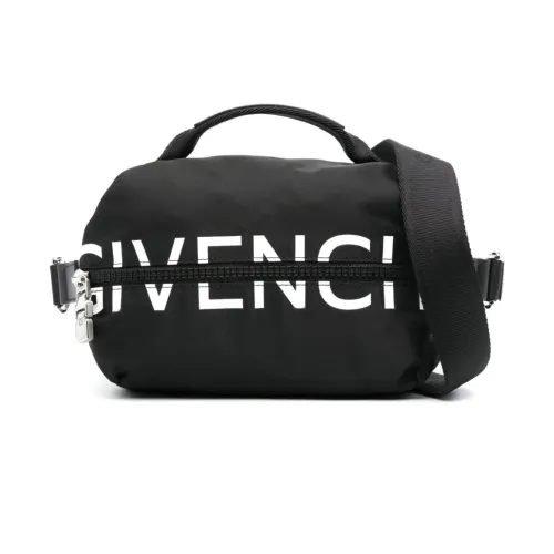Givenchy , Black Nylon Shoulder Bag with Smooth Leather Details ,Black male, Sizes: ONE SIZE