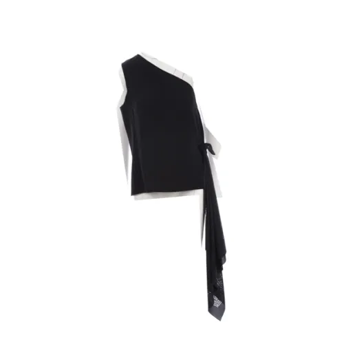 Givenchy , Black One-Shoulder Top with Laser Cut Bandana Detail ,Black female, Sizes: