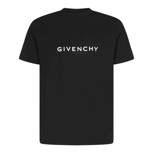Givenchy , Black Ribbed Crew Neck T-shirts and Polos ,Black male, Sizes:
