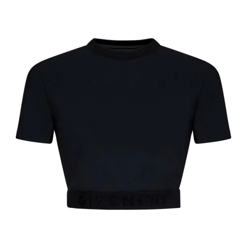 Givenchy , Black Ribbed Crewneck T-shirts and Polos ,Black female, Sizes: