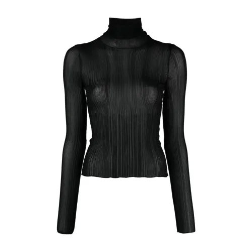 Givenchy , Black Semi-Sheer Knit Turtleneck ,Black female, Sizes: