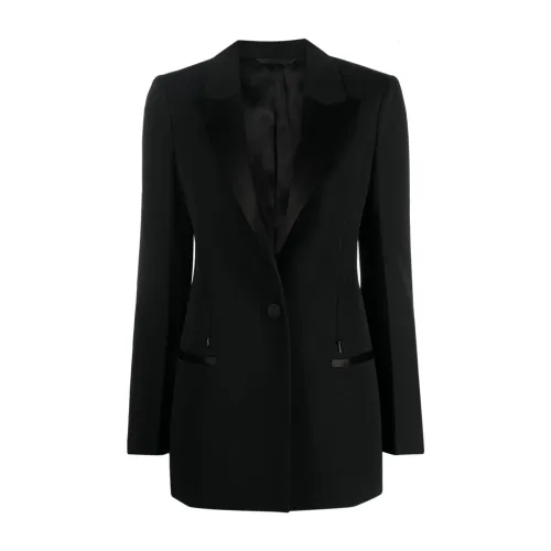 Givenchy , Black Smoking Jacket with Satin Details ,Black female, Sizes: