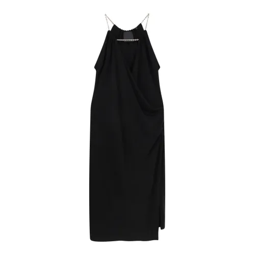 Givenchy , Black V-Neck Dress with Metal Detail ,Black female, Sizes: