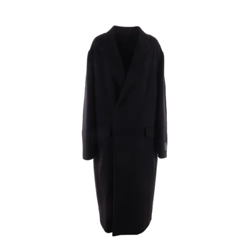 Givenchy , Black Wool and Cashmere Coat with Notched Lapels ,Black male, Sizes: