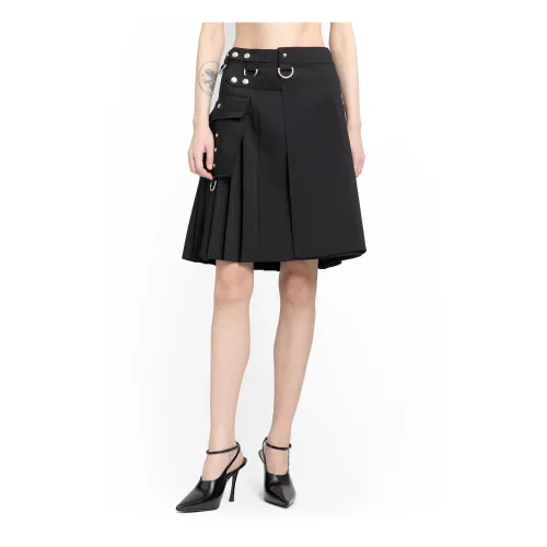 Givenchy , Black Wool and Mohair Kilt Skirt ,Black female, Sizes: