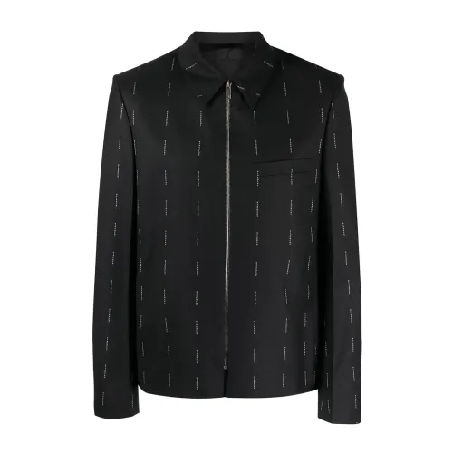 Givenchy , Black Wool Blazer with All-Over Logo Print ,Black male, Sizes: