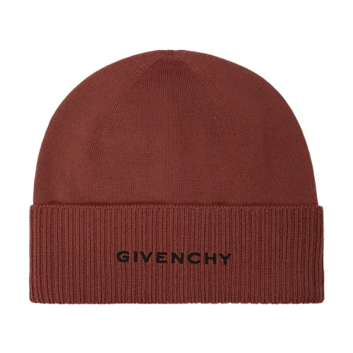 Givenchy , Brown Wool Ribbed Trims Hat ,Brown male, Sizes: ONE