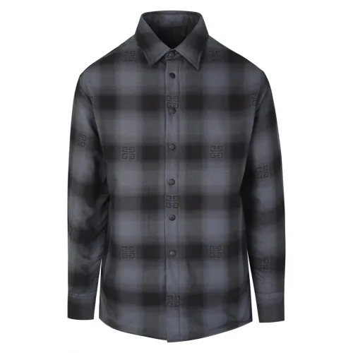 Givenchy , Checked Print Overshirt with 4G Motif ,Black male, Sizes: