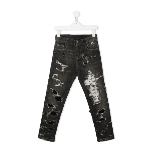 Givenchy , Distressed Slim Cut Jeans ,Black male, Sizes: