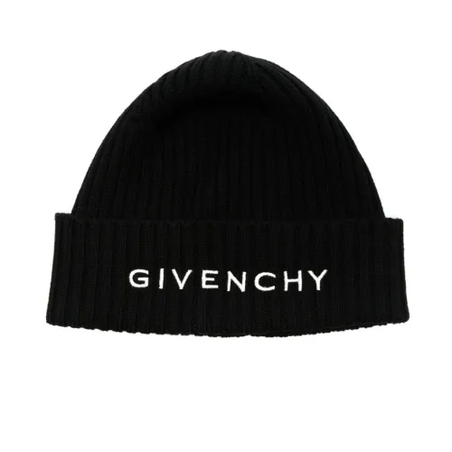 Givenchy , Embroidered Wool Hat Black Folded Brim ,Black male, Sizes: ONE