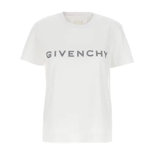 Givenchy , Glamorous Rhinestone Signature T-Shirt ,White female, Sizes: