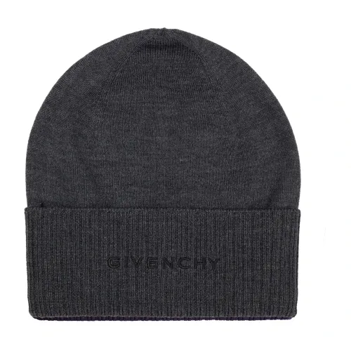 Givenchy , Gray Wool Ribbed Trims Hat ,Gray male, Sizes: ONE