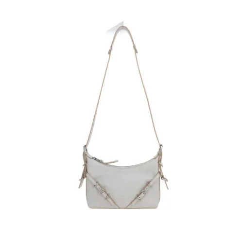 Givenchy , Ivory Hammered Leather Shoulder Bag with Silver Hardware ,White female, Sizes: ONE SIZE