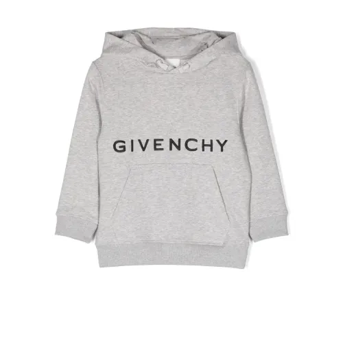Givenchy , Kids Heather Grey Sweater with Logo and Graphic Print ,Gray male, Sizes: