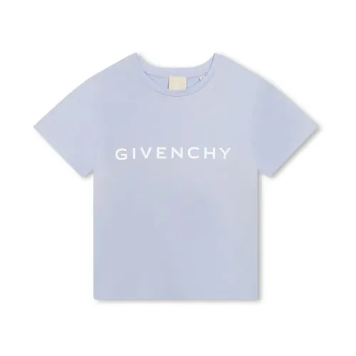 Givenchy , Kids Logo Print T-shirts ,Blue female, Sizes: