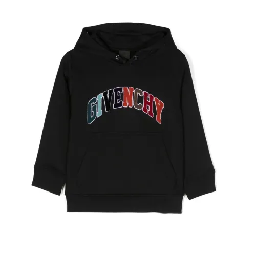 Givenchy , Kids Multi Color Logo Hoodie ,Black male, Sizes: