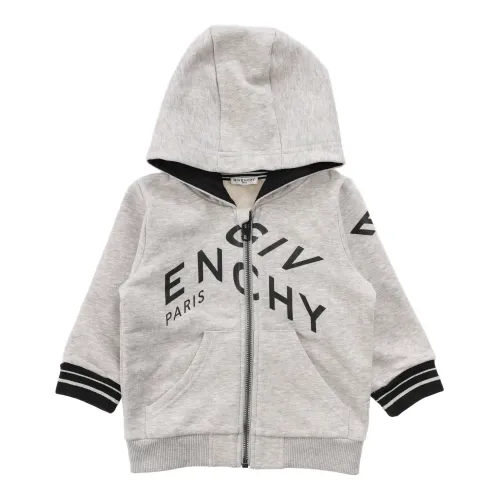 Givenchy , Kids Zip Hooded Sweatshirt ,Gray male, Sizes: