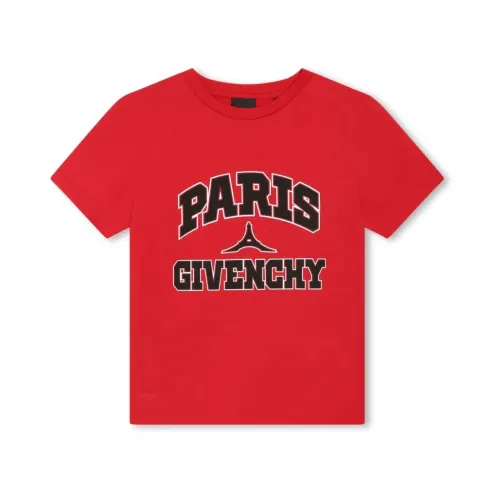 Givenchy , Logo Print Crew Neck Cotton T-shirt ,Red male, Sizes: