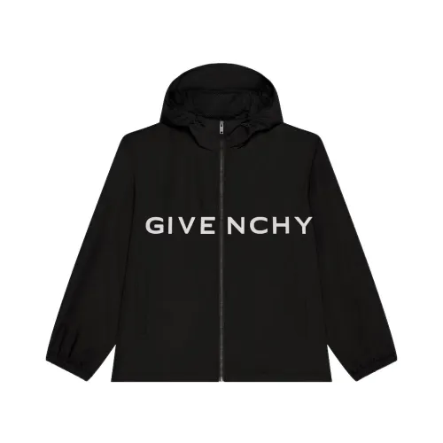 Givenchy , Logo Print Technical Hooded Windbreaker ,Black male, Sizes: