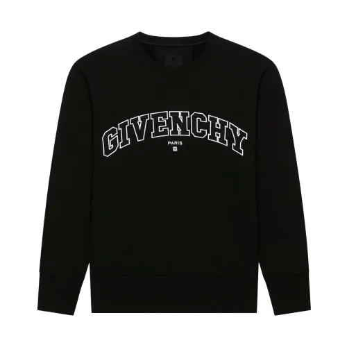 Givenchy , Logo Split Crewneck Sweatshirt ,Black male, Sizes: