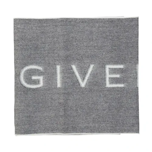 Givenchy , Logo Wool Scarf ,Gray unisex, Sizes: ONE