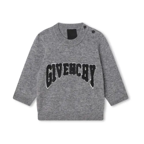 Givenchy , Luxury Wool Cashmere Baby Boy Sweater ,Gray unisex, Sizes: