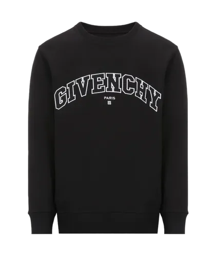 Givenchy Mens Embroidered Logo Crewneck Sweatshirt in Black Cotton