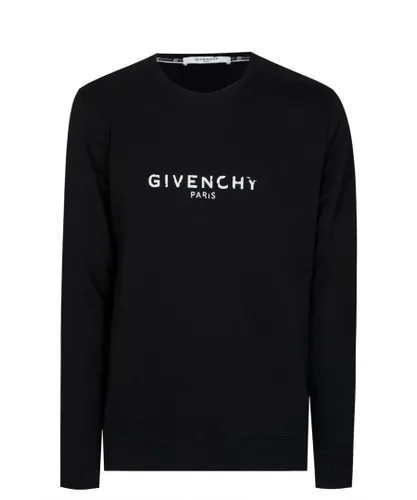 Givenchy Mens Paris Vintage Signature Broken Logo Sweatshirt in Black Cotton