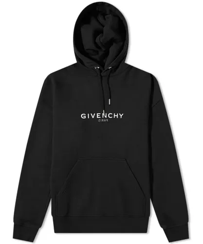 Givenchy Mens Reverse Logo Hoodie Black Cotton