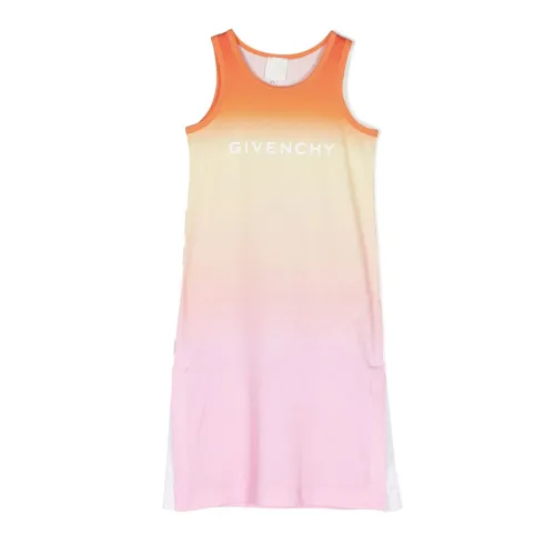 Givenchy , Orange Cotton Logo Print Dress for Girls ,Orange female, Sizes: