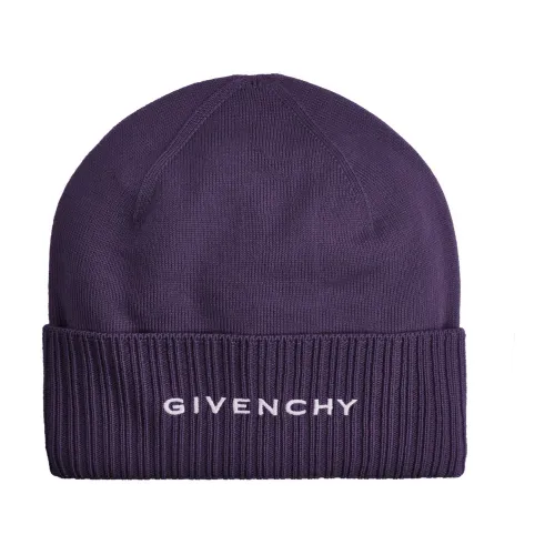 Givenchy , Purple Wool Ribbed Trims Hat ,Purple male, Sizes: ONE