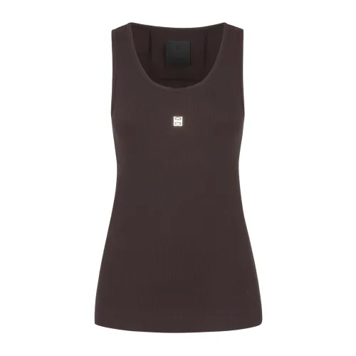 Givenchy , Slim Fit Ribbed Cotton Tank Top ,Brown female, Sizes: