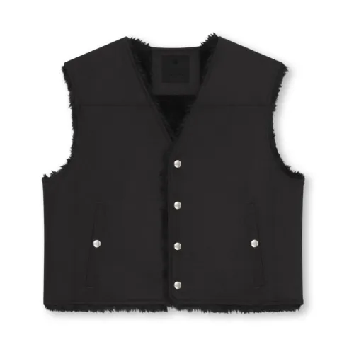 Givenchy , Snap Button Down Gilet with Faux Fur Lining ,Black male, Sizes:
