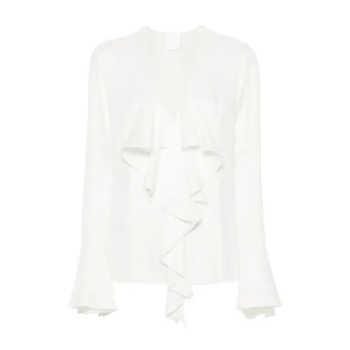 Givenchy , White Silk Ruffled Trim Shirt ,White female, Sizes: