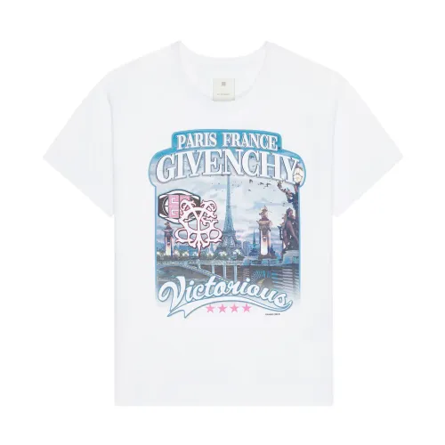 Givenchy , World Tour Artwork Crew Neck T-shirts and Polos ,White male, Sizes:
