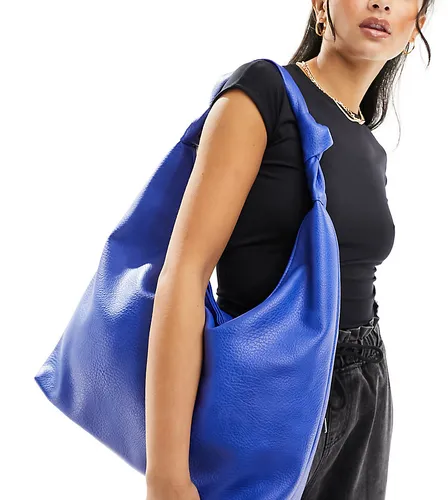 Glamorous knotted strap PU tote bag in cobalt blue