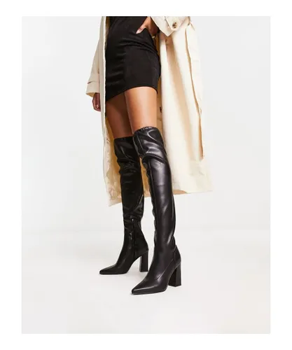 Glamorous Womens second skin block heeled over the knee high boots in black exclusive to ASOS Polyurethane