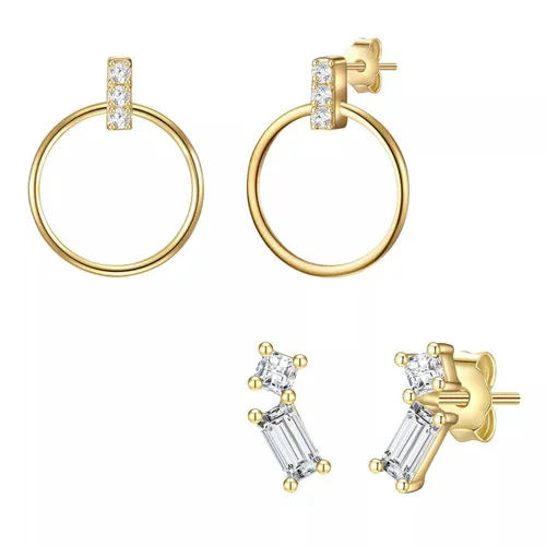Glanzstücke München Earrings - Set drop earrings + ear studs sterling silver zirc - gold - Earrings for ladies