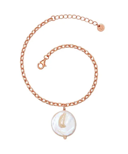Glanzstücke München Womens Bracelet sterling silver rose gold freshwater cultured pearl white - Size 20 cm