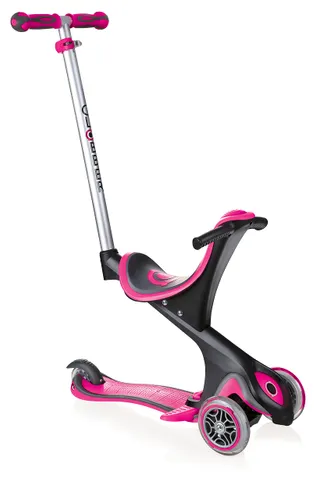 Globber Evo Comfort Kids Scooter Seated Ride On - Deep Pink