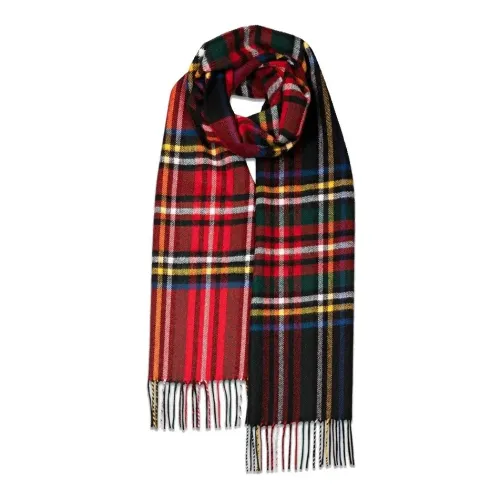 Gloverall , Oversized Lambswool Scarf - Black Royal Stewart ,Red female, Sizes: ONE