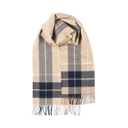 Gloverall , Oversized Lambswool Scarf - Camel Check ,Beige female, Sizes: ONE