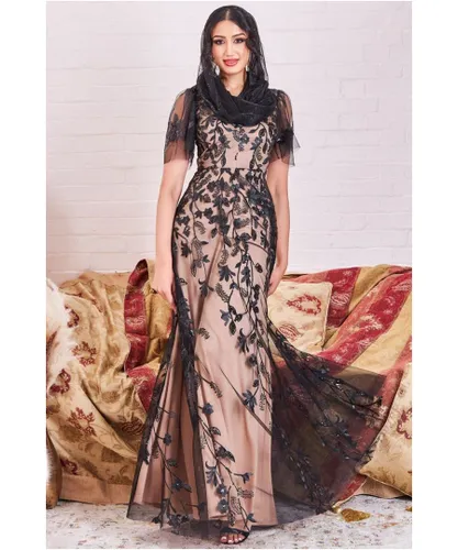 Goddiva Womens Modesty Flared Sleeve Maxi Dress - Black