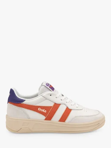 Gola Classics Topspin Leather Lace Up Trainers - White/Coral/Purple - Female