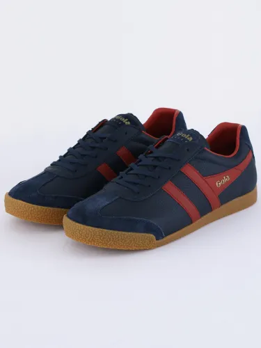 Gola Navy / Deep Red Classics Harrier Leather Trainers