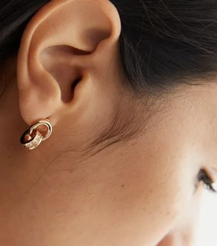 Gold Diamanté Mini Chain Stud Earrings New Look