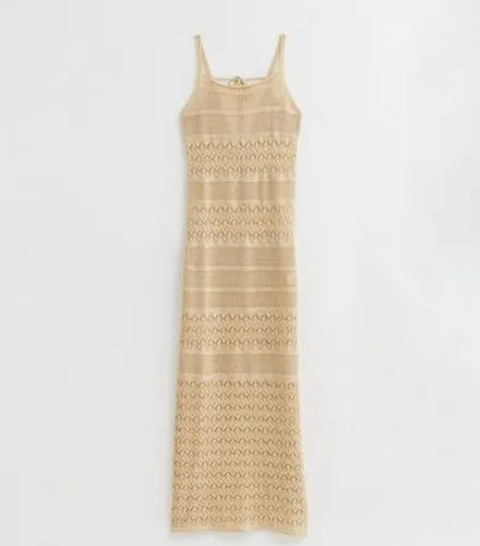 Gold Glitter Crochet Maxi Dress New Look