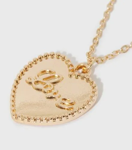 Gold Love Heart Pendant Necklace New Look