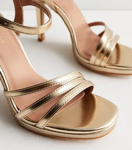 Gold Multi Strap Stiletto Heel Sandals New Look